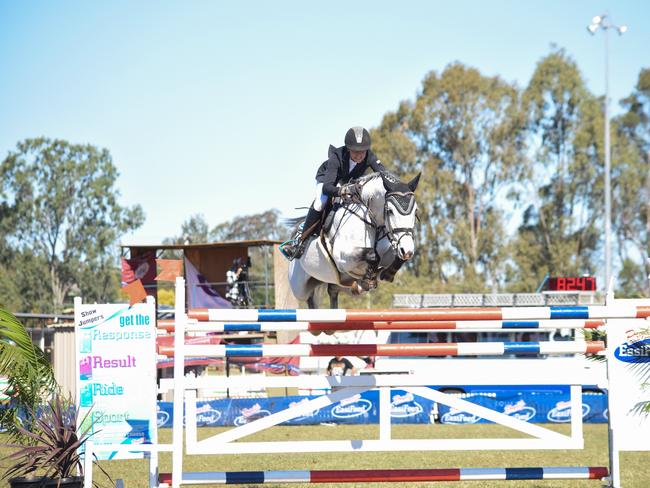 Olivia Hamood and Carado GHP during the jump off at the Magic Millions World Cup qualifier in Gatton.