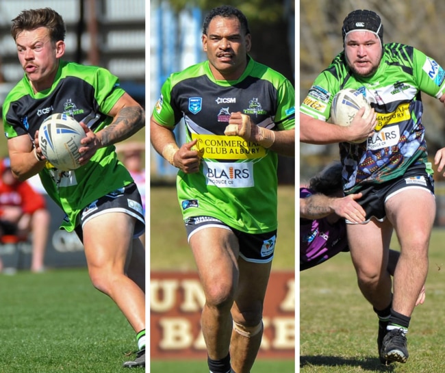 Chris Manley, Etu Uaisele and Brodie Ford of the Albury Thunder. Pictures: Cat Butler Photography