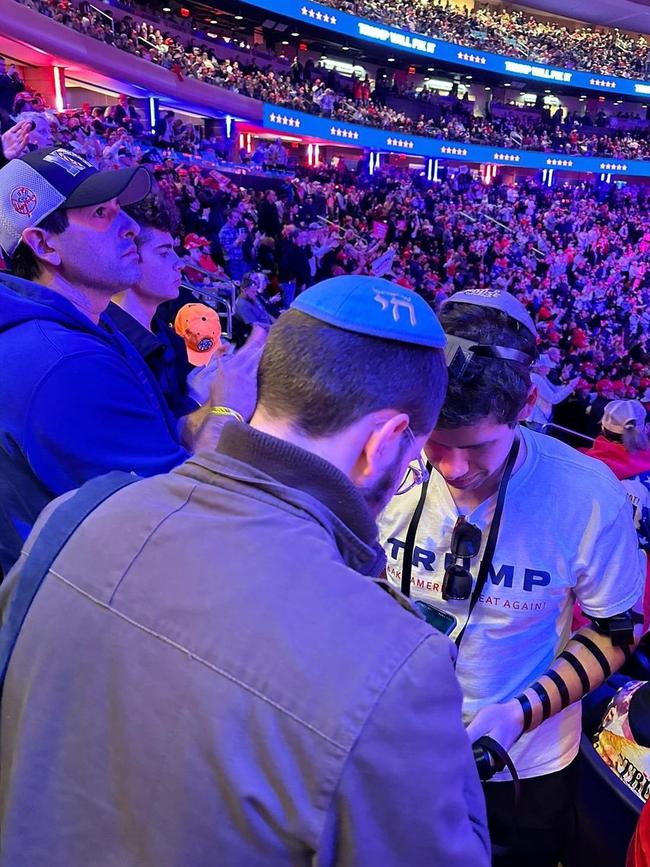 Orthodox Jews attending Donald Trump's Madison Square Garden rally in New York.