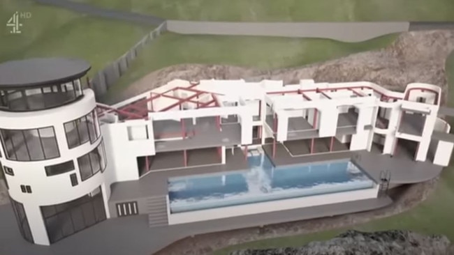 The ambitious plans for the clifftop house. Picture: YouTube/Grand Designs UK