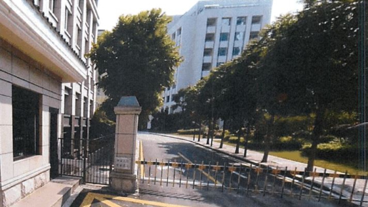 A guard post and gate leading to the building. Picture: US Department of Justice