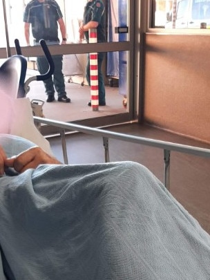 An image captured by a Bundaberg wife shows her husband waiting in the ambulance bay of Bundaberg Hospital for several hours.