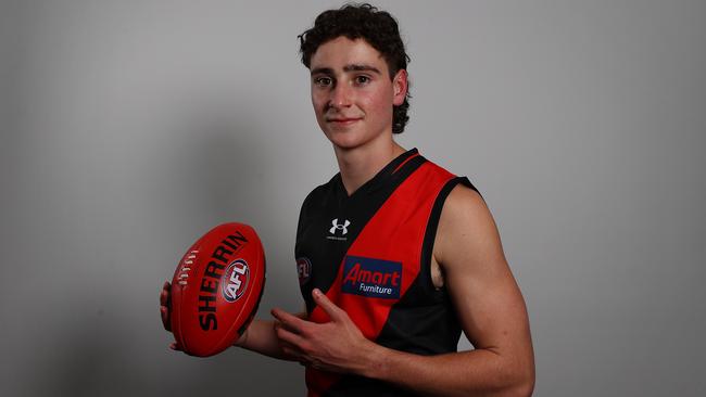 Elijah Tsatas after being picked up by the Bombers on draft night. Picture: Michael Klein