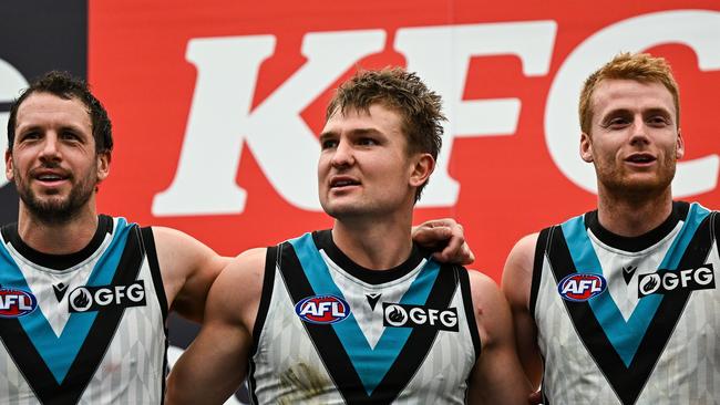 Ollie Wines says the Power players have drawn inspiration from the smash-hit movie, Oppenheimer. Picture: Daniel Carson/AFL Photos via Getty Images