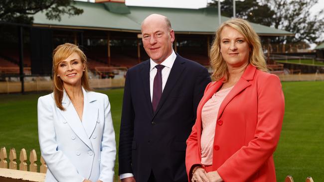 Labor candidate Catherine Renshaw, Liberal MP Trent Zimmerman and independent Kylea Tink. Picture: Richard Dobson