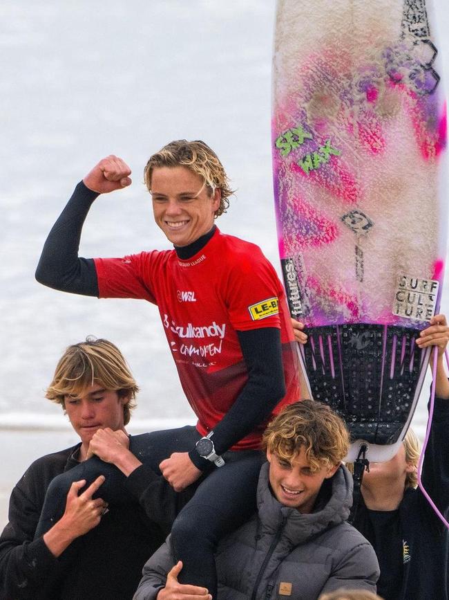 Bondi's Fred Carmody after his win at the Oz Grom Open in Lennox Head. Picture: Skullcandy