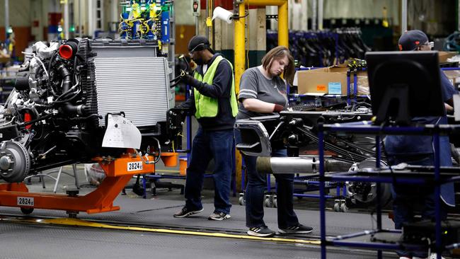 General Motors pick-up trucks are built at its Flint assembly plant in Michigan. Picture: AFP