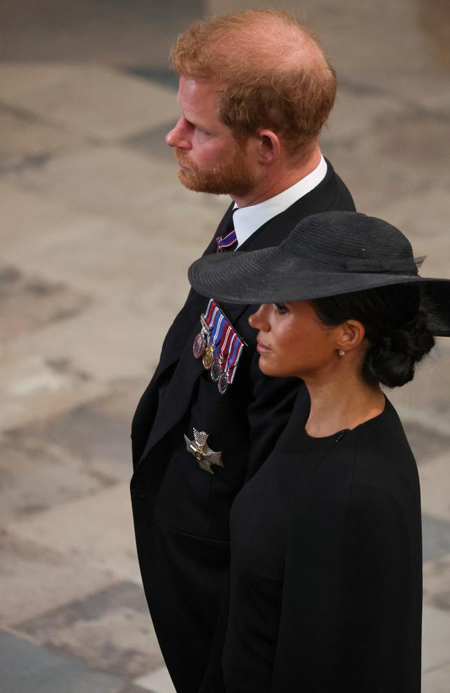 The Duke and Duchess of Sussex at the Queen’s funeral. Picture: Phil Noble - WPA Pool/Getty Images