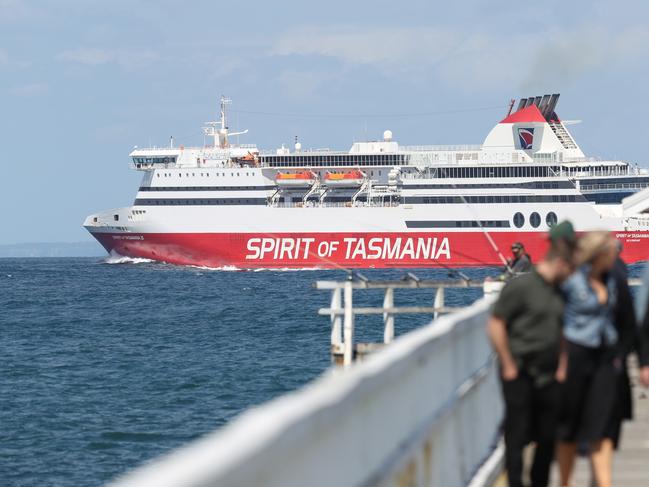 Spirit of Tasmania passes Point Lonsdale Pier. Shipping passing through Port Phillip Heads. Picture: Alan Barber