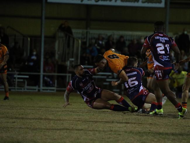 Israel Folau makes his Rugby League Gold Coast debut for Southport Tigers against defending champions Runaway Bay at Owen Park, Southport. Pic Mike Batterham