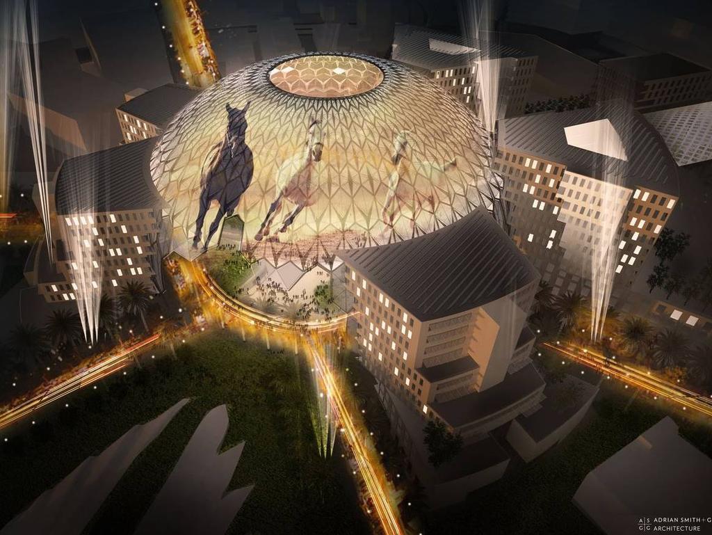 The dome for Expo2020 has dual projector screens and is big enough to park two jumbo jets inside.