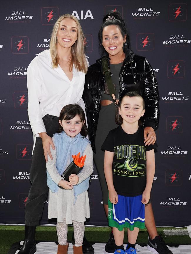 Maddie Garrick and Sophie Cachia with Florence and Bobby. Picture: Michael Dodge