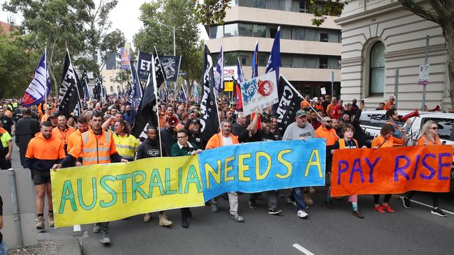 The protest comes five days after the collapse of Porter Davis Homes. Picture: NCA NewsWire / David Crosling