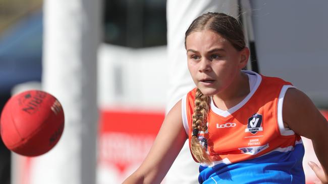 An Armstrong Creek junior gets a kick during the recent lightning premiership carnival at Portarlington in March. Picture: Mark Wilson