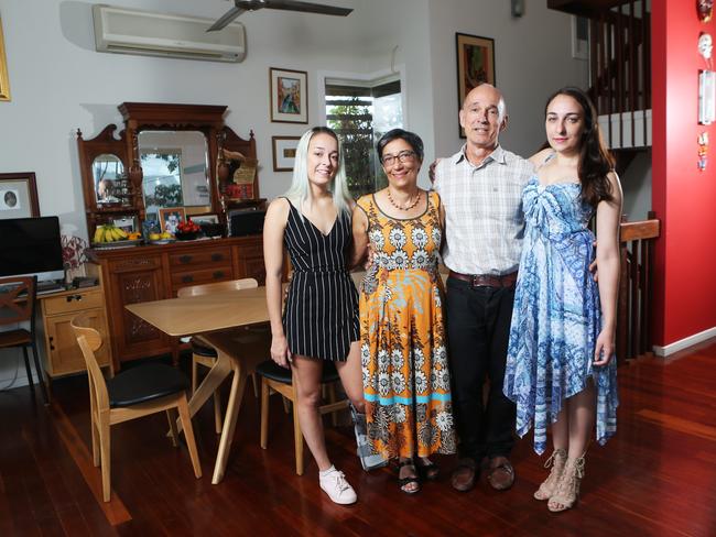 Ranjeny Thomas with husband John Loneragan and daughters Sylvie, 23 (left), and Asha, 18 (right).  Picture: AAP/ Ric Frearson