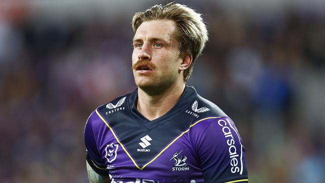 MELBOURNE, AUSTRALIA - SEPTEMBER 10: Cameron Munster of the Storm looks on during the NRL Elimination Final match between the Melbourne Storm and the Canberra Raiders at AAMI Park on September 10, 2022 in Melbourne, Australia. (Photo by Daniel Pockett/Getty Images)