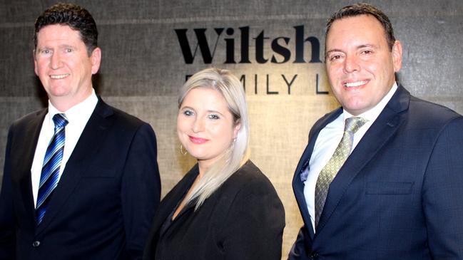 Simon Harvey, Beata Leszczuk and Andrew Wiltshire of Wiltshire Family Law taken in 2019. Photo: Supplied