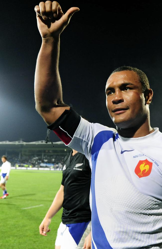 France captain Thierry Dusautoir celebrates victory over the All Blacks in 2009.