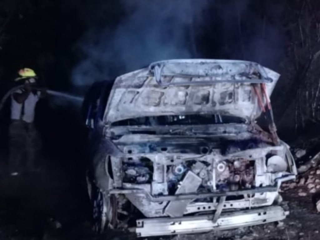 The burnt-out car linked to Tahnee Shanks.