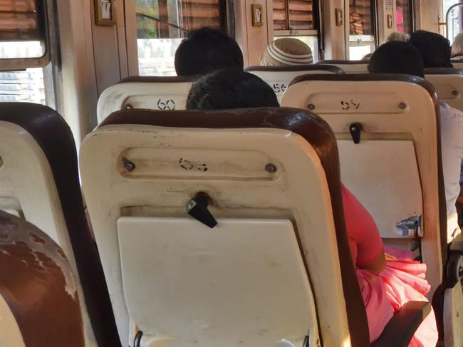 Jaffna, Sri Lanka, April 2, 2018 - Aboard a Sri Lanka Railways 2nd class railroad car between Jaffna and Anuradhapura.