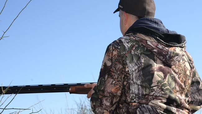 Duck hunters Jayden Farrugiawith his dog Xena at Hospital Swamp,  Connewarre on the first day of Duck hunting season.  Picture: Peter Ristevski