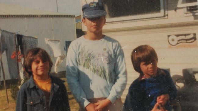 Bradford, Anita and Bernie Pholi in a caravan park circa 1982.