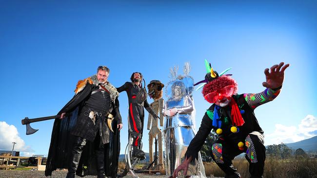 Preview to the Huon Valley Mid-Winter festival. Dylan Wech of Sydney, left, Jules Smith of Grove, Kathleen Moore of Old Beach and Rod Butler of Lenah Valley. Picture: SAM ROSEWARNE.