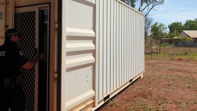 Milingimbi station is one of 11 converted shipping containers used as a remote police station set up in 2007 during the Federal NT Intervention. Photo: NT Police Association