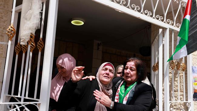 Relatives mourn during the funeral of Omar Hamed, who was killed by Israeli settlers in the village of Baytin, near Ramallah in the Israeli-occupied West Bank. Picture: AFP