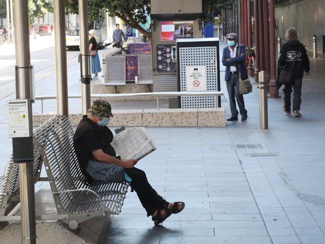 Foot traffic is significantly down in the CBD with many continuing to work from home. Picture: David Crosling