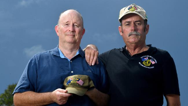 Veterans of the Rifle Company Butterworth (RCB) Ray Fulcher and Lionel Fitzsimmons. Picture: Evan Morgan