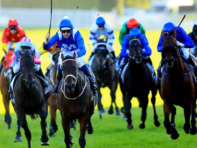 Winx ridden by Hugh Bowman, wins race 9 the Doncaster during Day 1 of the Championships at Royal Randwick. pic Jenny Evans