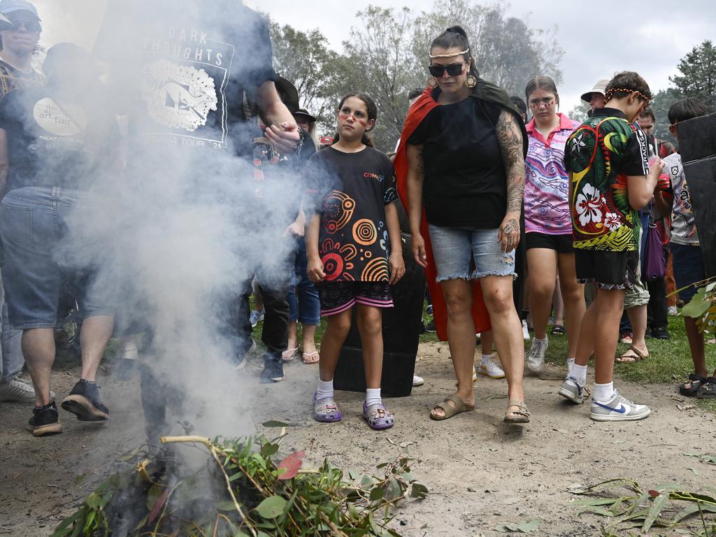 Protesters gathered in Canberra. Picture: NewsWire / Martin Ollman