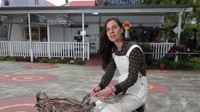 Abigail Chaloupka of Tamborine Dreaming on Gallery Walk at Mount Tamborine says businesses are struggling amid coronavirus restrictions. Picture Glenn Hampson