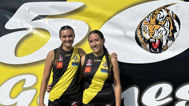 Jessica Williams and Amber Grace-Cullen celebrated 50 games for Redcliffe.