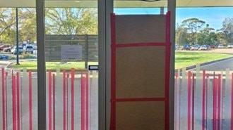 Damaged doors at Riverland Hospital after a violent incident with a patient. Pictures supplied by ANMF.