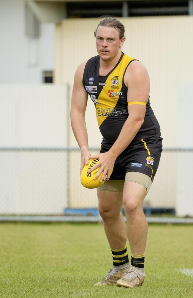 Mitch Norton has been a standout in defence for the Nightcliff Tigers in the 2023-24 NTFL season. Picture: Tymunna Clements / AFLNT Media