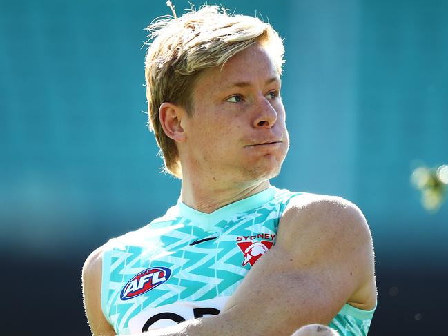 Sydney's Isaac Heeney during the Sydney Swans training session at the SCG on July 11, 2024.. Photo by Brett Costello(Image Supplied for Editorial Use only - **NO ON SALES** - Â©Brett Costello )