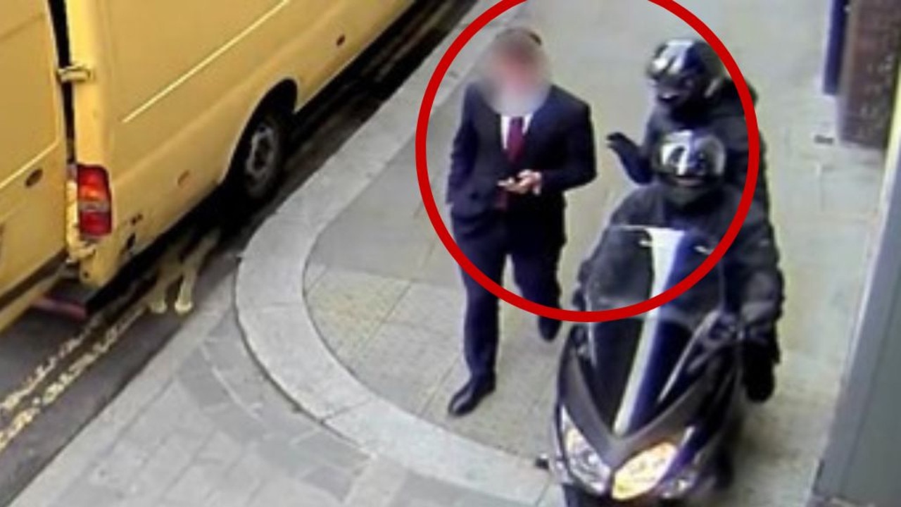 CCTV captures thieves on a motorbike stealing man in London’s phone. Picture: City of London Police