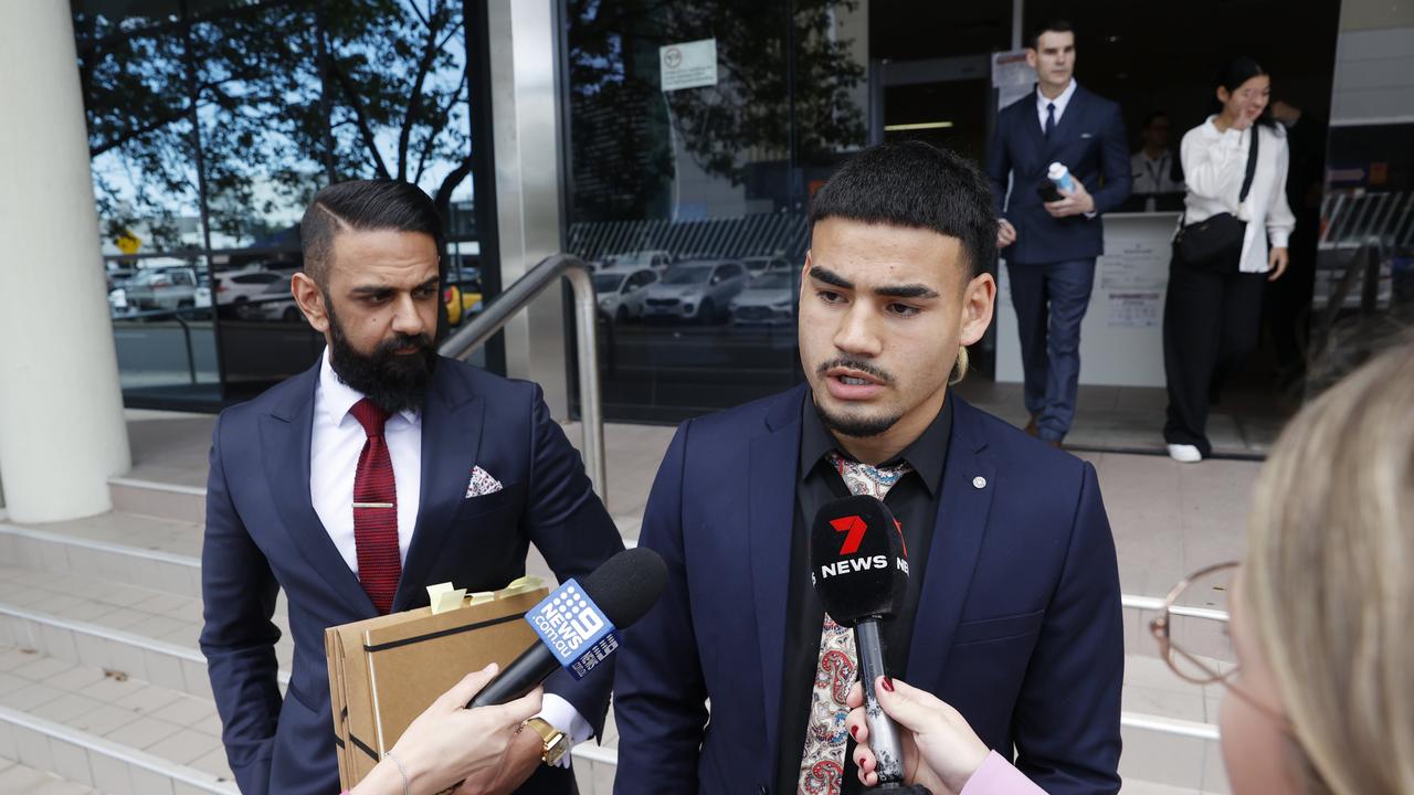 Penrith Panthers player Taylan May leaves Maroochydore magistrates court after sentencing for assault. Picture Lachie Millard