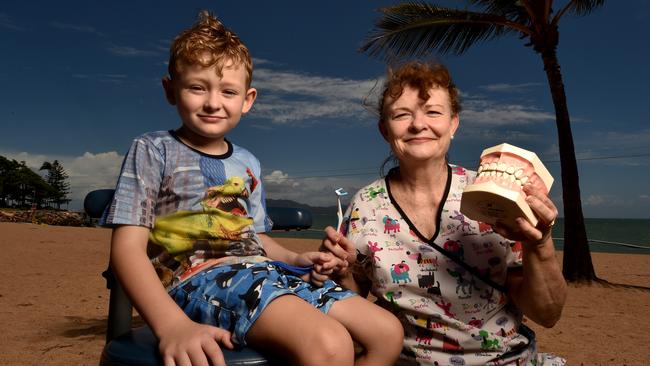 William Goodwin, 6, has his teeth checked by senior oral therapist Diana Hill from the School Dental Van on the Strand. Picture: Evan Morgan