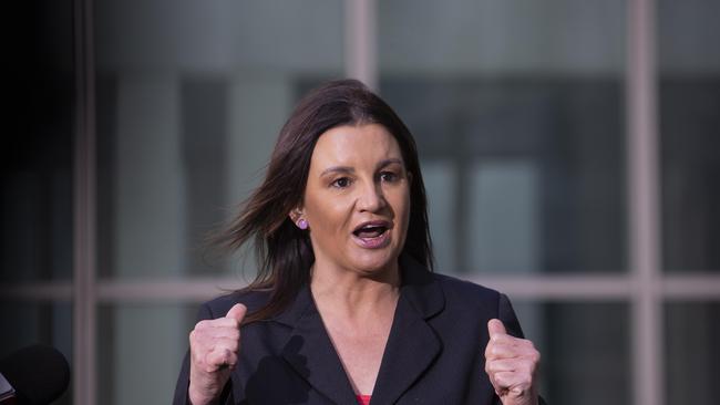 Senator Jacqui Lambie talking outside Parliament House, Canberra. Picture: NCA NewsWire / Gary Ramage
