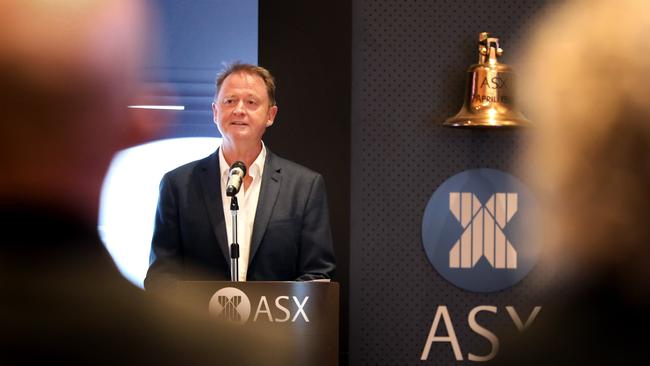 REA chief Owen Wilson speaking at the ASX, celebrating 25 years since the company first floated. Picture: Jane Dempster.