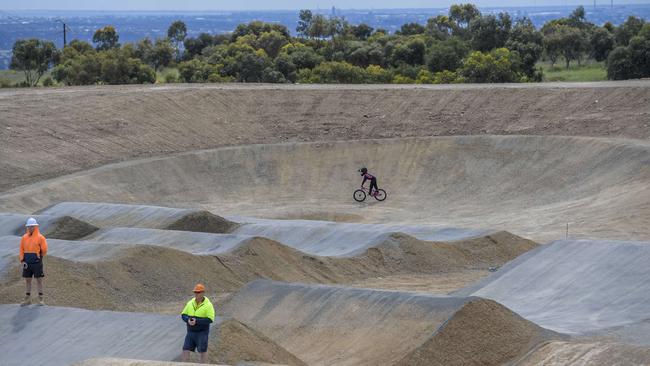 Sam Willoughby BMX park at O’Halloran Hill. Picture Roy VanDerVegt