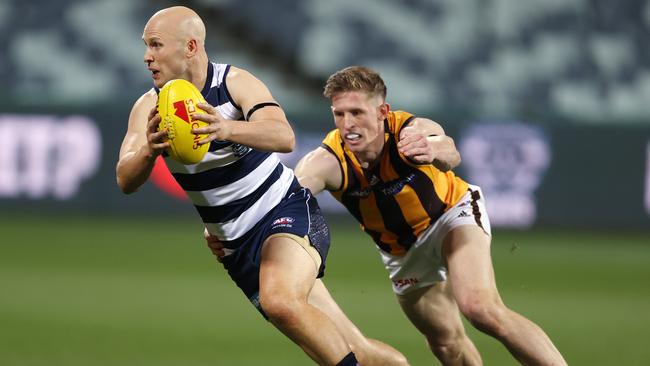 Geelong’s Gary Ablett was in impressive form for the Cats, who demolished Hawthorn at GMHBA Stadium. Picture: Michael Klein