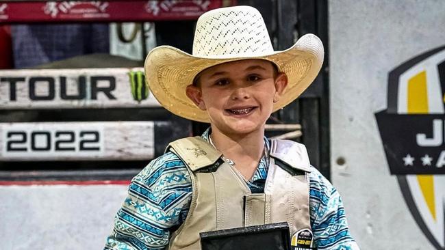 Chase Wieland is an 11-year-old junior champion bull rider from Bells Bridge near Gympie, who is hoping for a world title in Texas, USA, in May 2023. PHOTO: Supplied