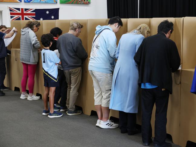 Federal election coverage in the seat of Kooyong. Voting booth at Balwyn Primary School. Saturday, May 3. 2025. Picture: David Crosling