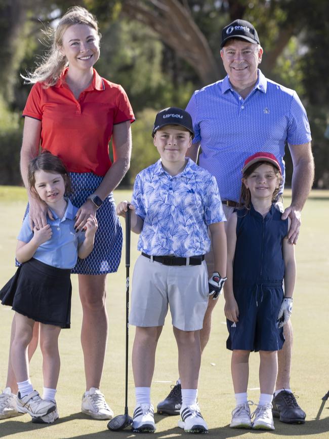 David Cooper with parents Yulia Petrenko and Nick Cooper and sisters Morgan, 4 and Samantha, 6. Picture: Brett Hartwig