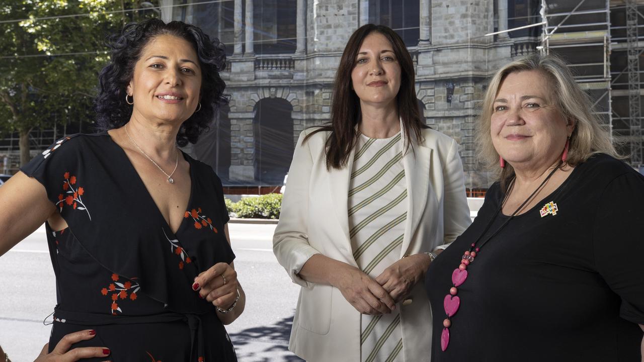 Adelaide Hills councillor Louise Pascale, Adelaide City councillor Mary Couros and Former Alexandrina councillor and current ALGWA SA president Bronwyn Lewis. Picture: Brett Hartwig