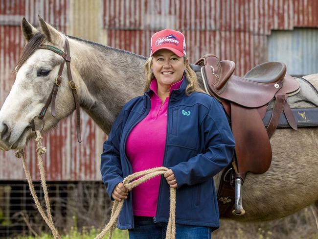 NEWS: Shannon Brown - Women in campdraftingShannon Brown, farmer from Bridgewater - Women in campdraftingPICTURED: Shannon Brown and her horses on her farm at Bridgewater.Picture: Zoe Phillips